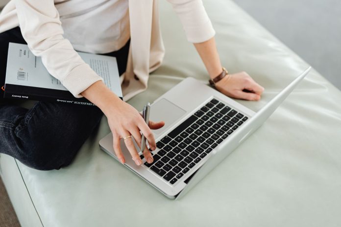 Borrower completing an online loan application